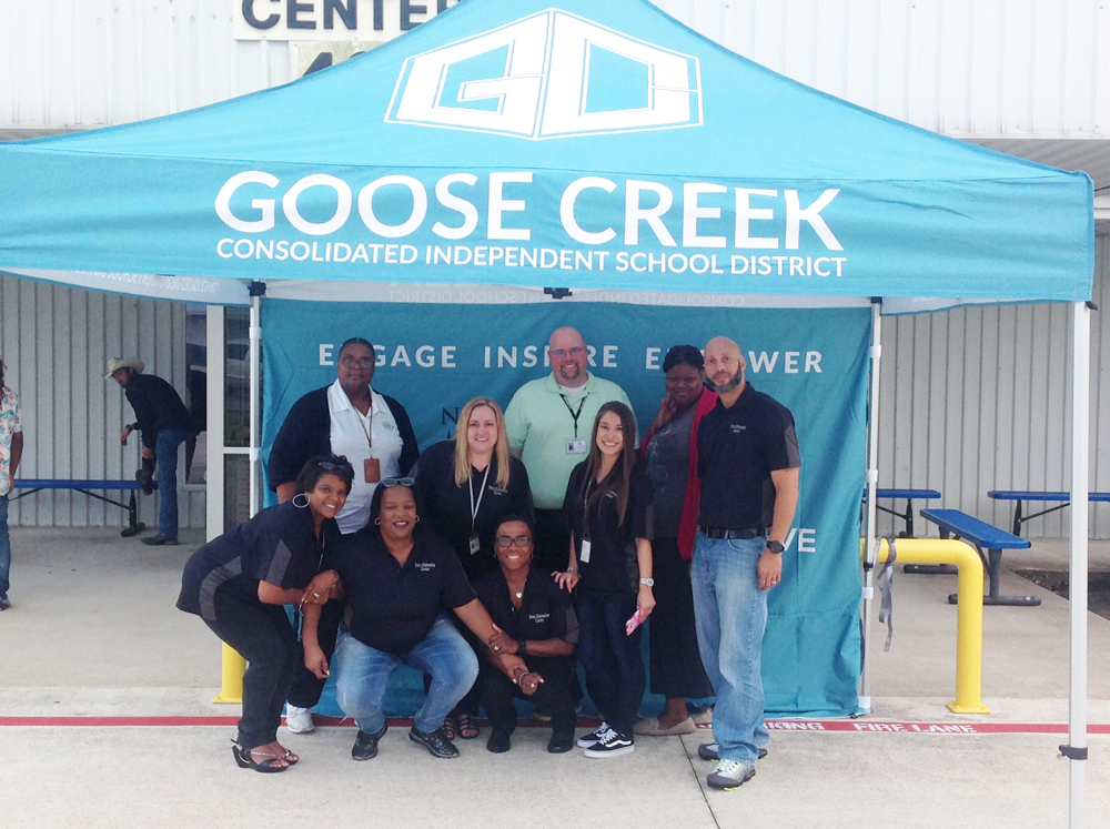 
Gabriel Butler (second from right), now at Goose Creek Memorial High School, and his family enjoy the POINT Open House.

