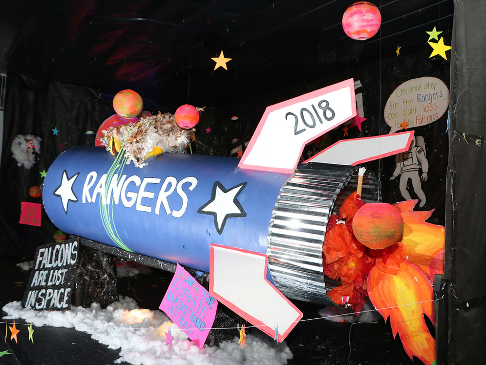 
Ross S. Sterling students and staff created a display, depicting the theme, “Rangers Are Out of This World,” in the Commons for homecoming week.
