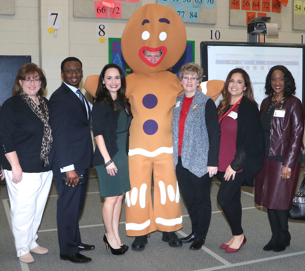 
Covestro, Partners In Education with Bowie Elementary through the Baytown Chamber of Commerce, launches the Renaissance myON Reader program at the school through a $10,000 grant to provide students with a personalized online library. Pictured are (from left) Karen Thomas, Goose Creek CISD area executive director; Charles Johnson, Baytown city councilman; Jennifer Walsh, head of communications at Covestro; Dr. Carl Franklin, vice president of MUSES3, LLC; Donna Mohlman, community engagement specialist for Lee College; Victoria Marron, executive director of retention and transition services for Lee College and Dr. Regina Sims, Bowie principal.
