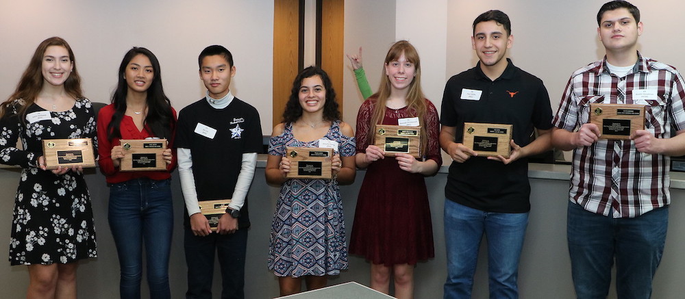 
Students receiving the AP Scholar with Honor award by earning an average score of at least 3.25 on all AP Exams and scores of 3 or higher on four or more of these exams are recognized at a recent meeting of the Goose Creek CISD board of trustees.
Pictured are (from left) from Ross S. Sterling High School Karis Stockwell, Tramy Nguyen, Zhi Lin and Priscila Garcia; from Robert E. Lee High School Hannah Christensen and Paci Cantu; and from Goose Creek Memorial High School Austin Goodman.
