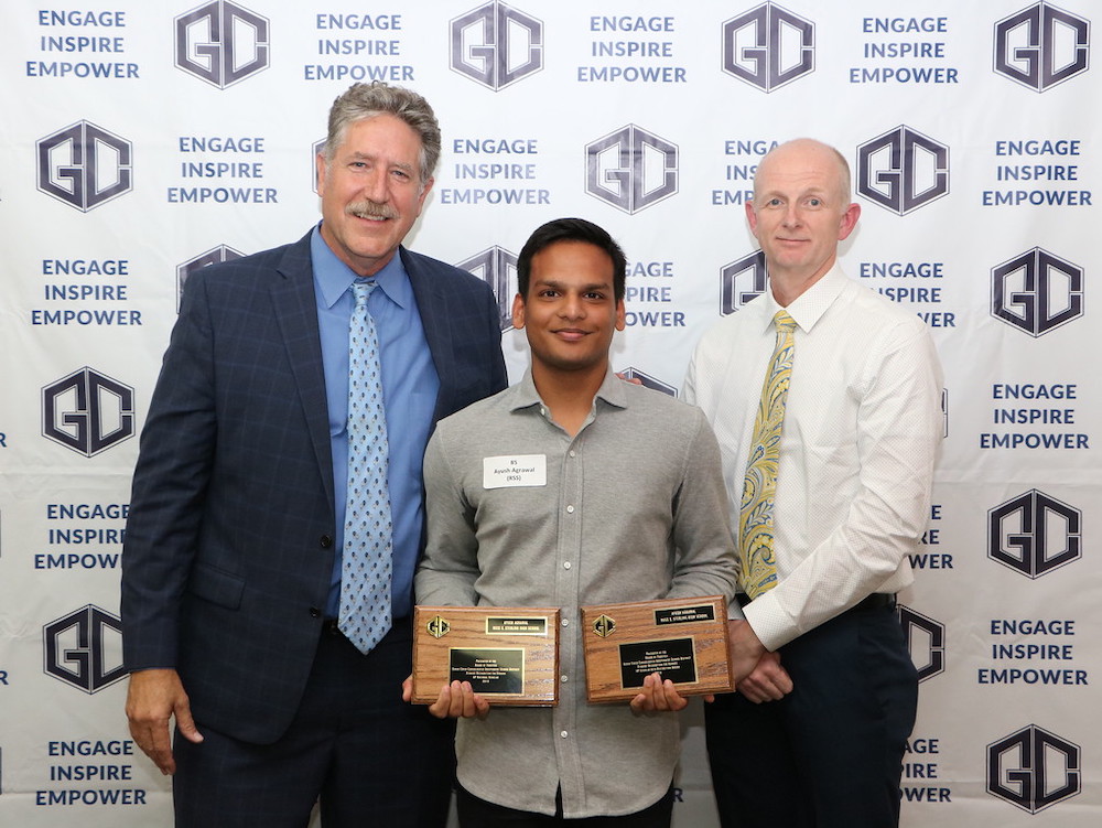 
Ayush Agrawal (middle) from Ross S. Sterling High School is congratulated by Dr. Randal O’Brien, Goose Creek CISD superintendent (left) and Pete Pape, GCCISD board president for being named an AP National Scholar, having earned an average score of at least 4 on all AP Exams taken and scores of 4 or higher on eight or more of these exams. Agrawal also was named AP Scholar with Distinction.
