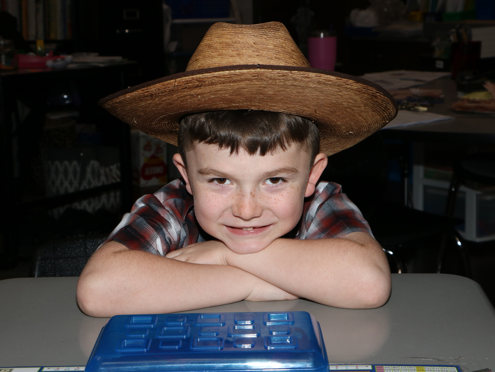 
Lucas Vavra, first-grader, enjoys Go Texan Day at Alamo Elementary.

