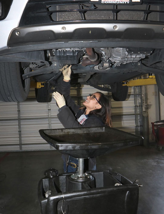 
Dj Lombrana, a senior at Goose Creek Memorial High School and  a student in the Automotive Practicum at Stuart Career Center, works as a service technician at Community KIA and is anxious to be a fulltime employee after graduation.
