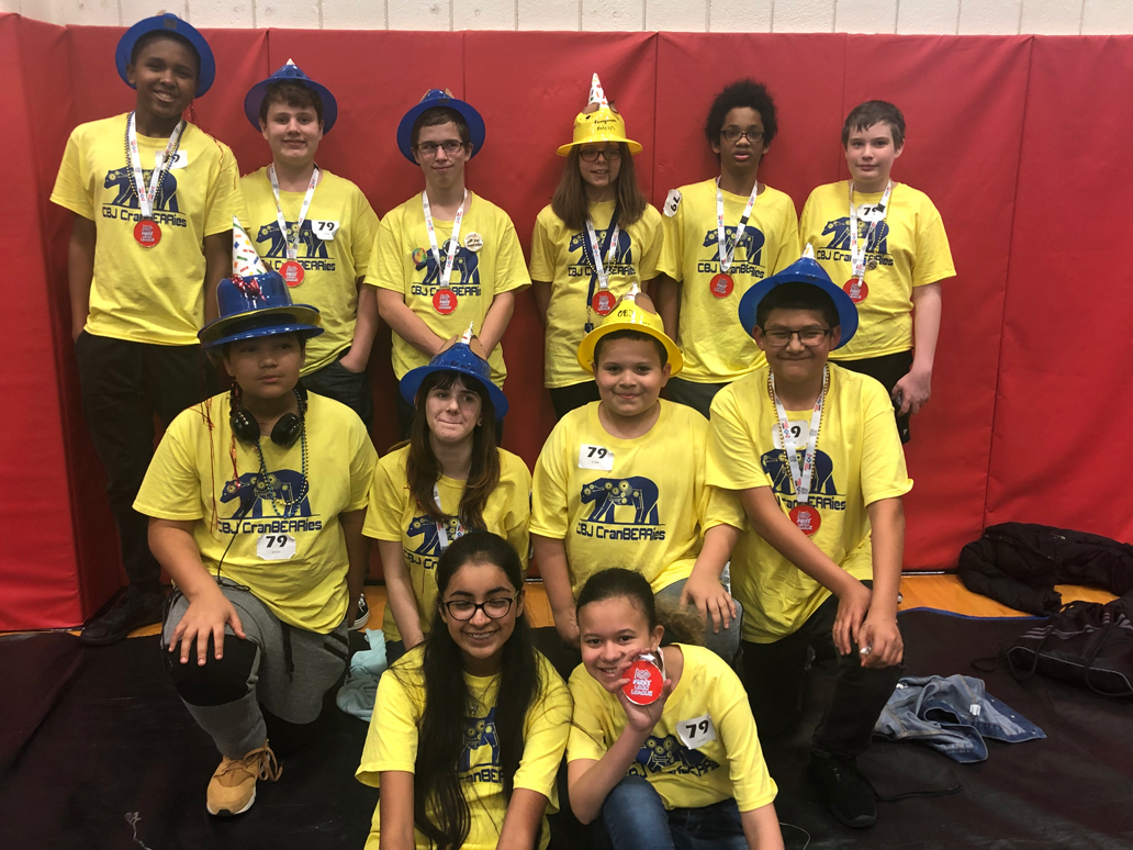 
The Cedar Bayou CranBEARies advanced to the East Area First Lego League Championships March 23, 2019, where the team competed against 93 other teams. This team was the only district team to advance to this level, and this was the first year for any of the students to compete.  At the qualifier in January, the Cedar Bayou CranBEARies won an award for teamwork and hard work in the Core Values section of the event. Pictured are (front, from left) Priscilla Guerra, Anahya Cosme-Torres, (middle, from left) Elijah Hawkins, Dorothy Cayton, Blake Sistos, Carlos Lardizabal, (back, from left) Antony McLaughlin, Xavier Nolan, Bradley Henson, Katelyn Benson-Smith, Christopher Cole and Matthew Going. The team is coached by Margaret Cayton and Andrea Mooney.
