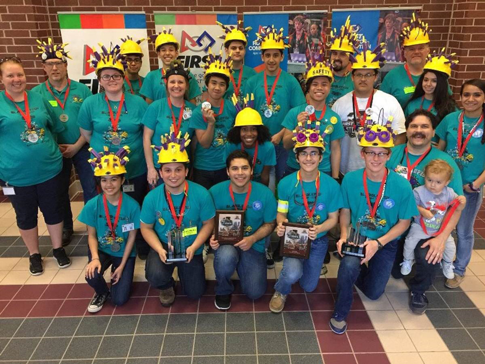  Blarglefish 1255 won 2nd place overall, qualified for the World Championships in Houston April 19-22, and received the Excellence in Engineering Award and the Hard Hat Pin Safety Award. The team also earned the position of number one seed in quarterfinals and alliance captain for playoffs. Blarglefish will compete in San Antonio at the Alamo Regional Qualifier next weekend.
