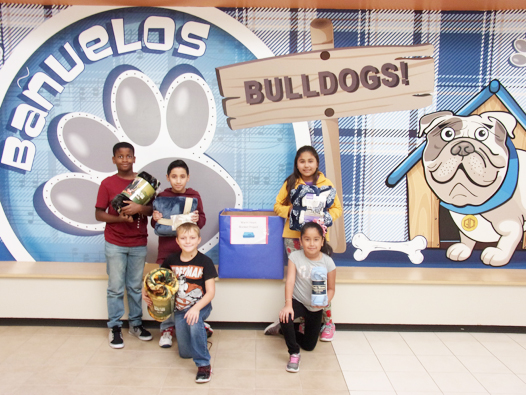 
Bañuelos Elementary students display some of the blankets they have received for their Warm Heart Blanket Project.
Pictured are (front, from left) Cade Rector, Valeria Reyna, (back, from left) Xavier Thomas, Daniel Ramirez and Angie Orozco.
