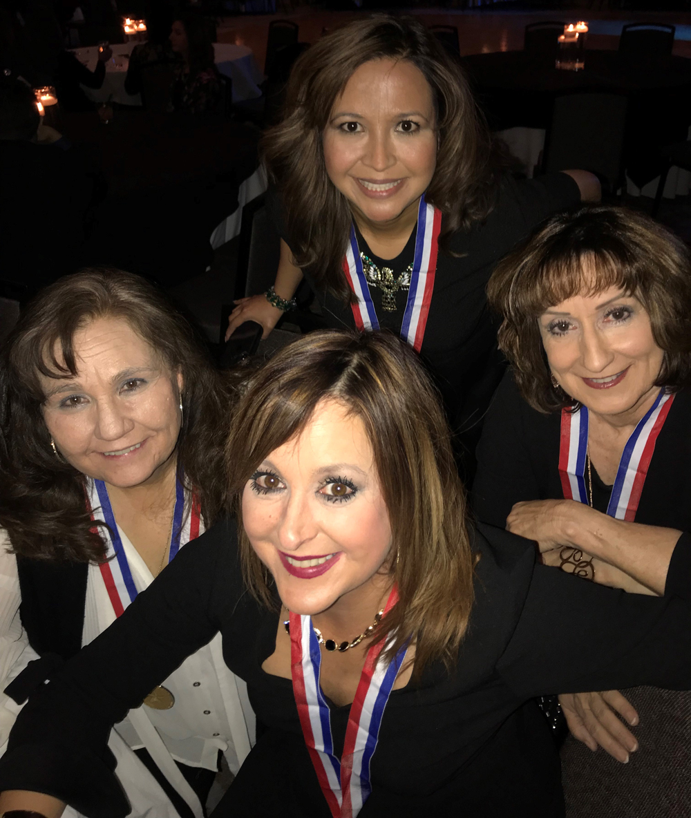 
Members of the Goose Creek CISD Communications Team receive awards at the annual Texas School Public Relations Association Conference in Frisco. Pictured are (clockwise, from bottom) Beth Dombrowa, director; Carrie Pryor-Newman, multi-media production specialist; Mima Trujillo, webmaster and Susan Passmore, assistant director.
