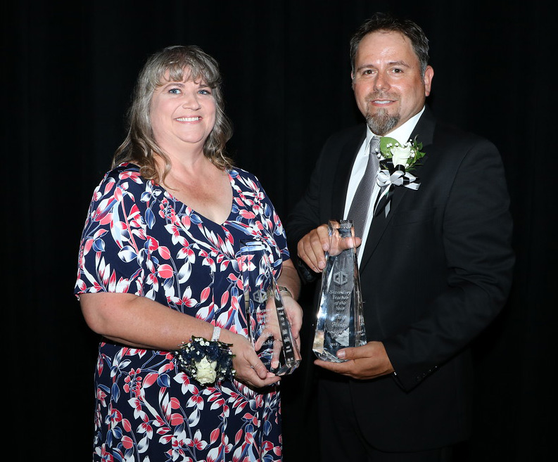 
Bekki Bishop from Harlem Elementary is announced as the District Elementary Teacher of the Year, and Troy Flores from the Peter E. Hyland Center is announced as the District Secondary Teacher of the Year at the Goose Creek CISD Retiree and Teacher of the Year Gala.
