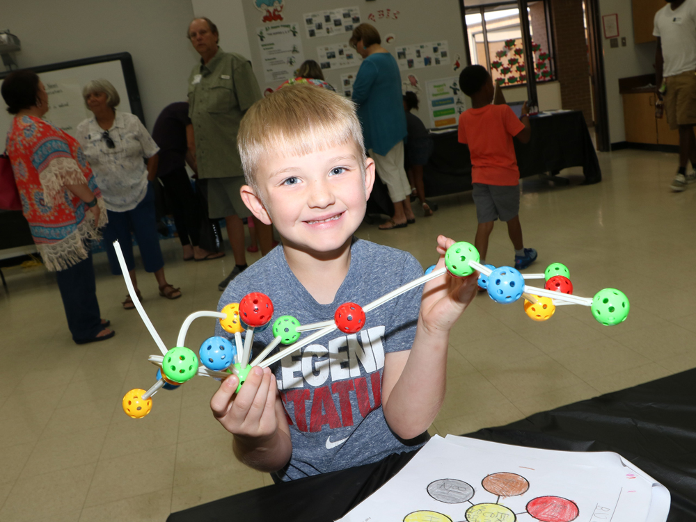 
Jaden Case shows off his creation at the recent GATE Showcase at B.P. Hopper Primary.
