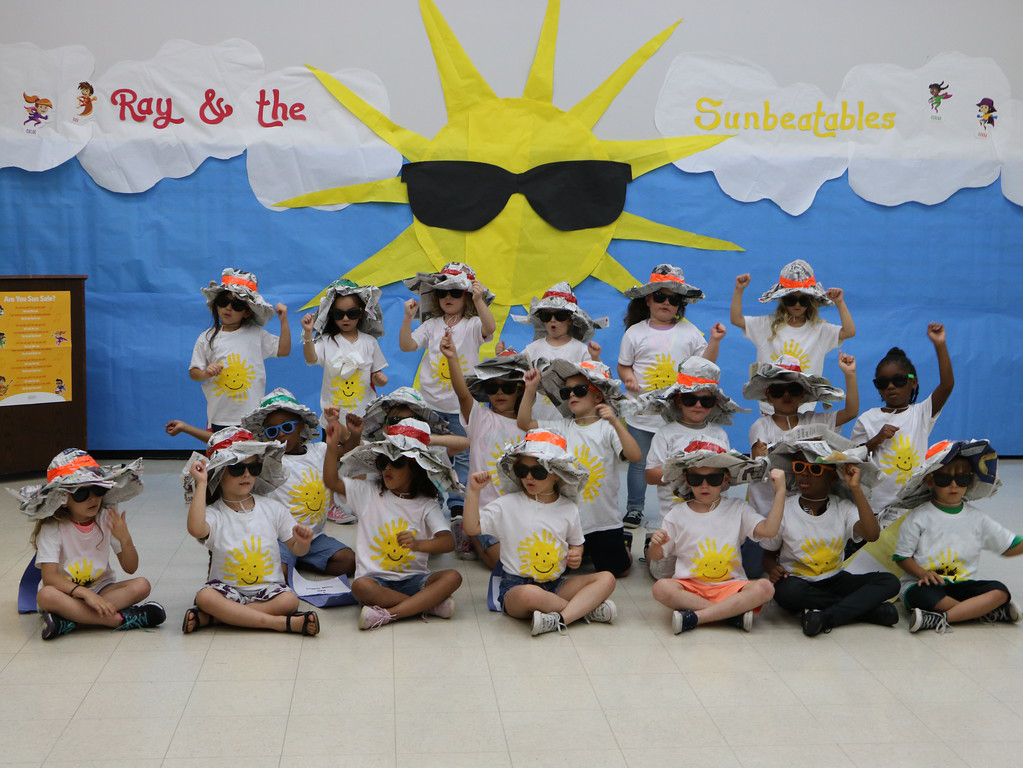 
Hopper Primary kindergarten students sing about sun safety, modeling their sunglasses, their hats and the shirts they made as they participate in the “Ray and the Sunbeatables®” program, part of Be Well Baytown, an initiative of MD Anderson sponsored by ExxonMobil.

