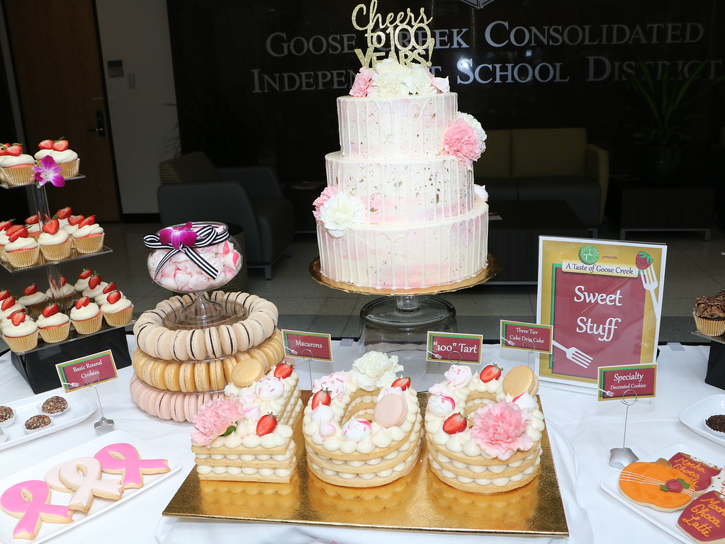The dessert table at “A Taste of Goose Creek” honored Goose Creek CISD’s 100th anniversary.