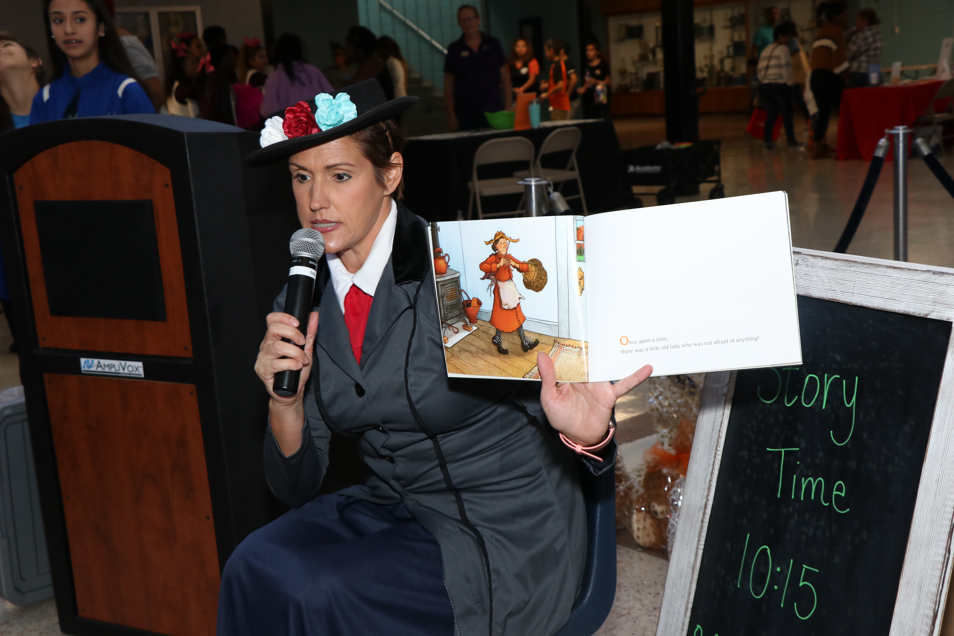 Kim Barnes portrays Mary Poppins during Story Time 