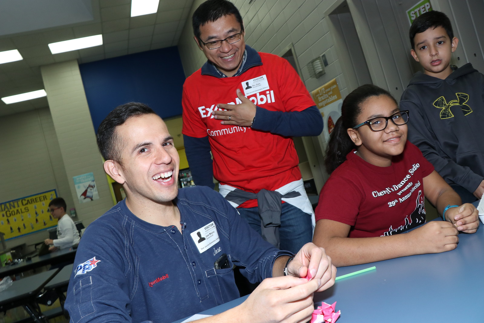 ExxonMobil employee help facilitate STEM day.