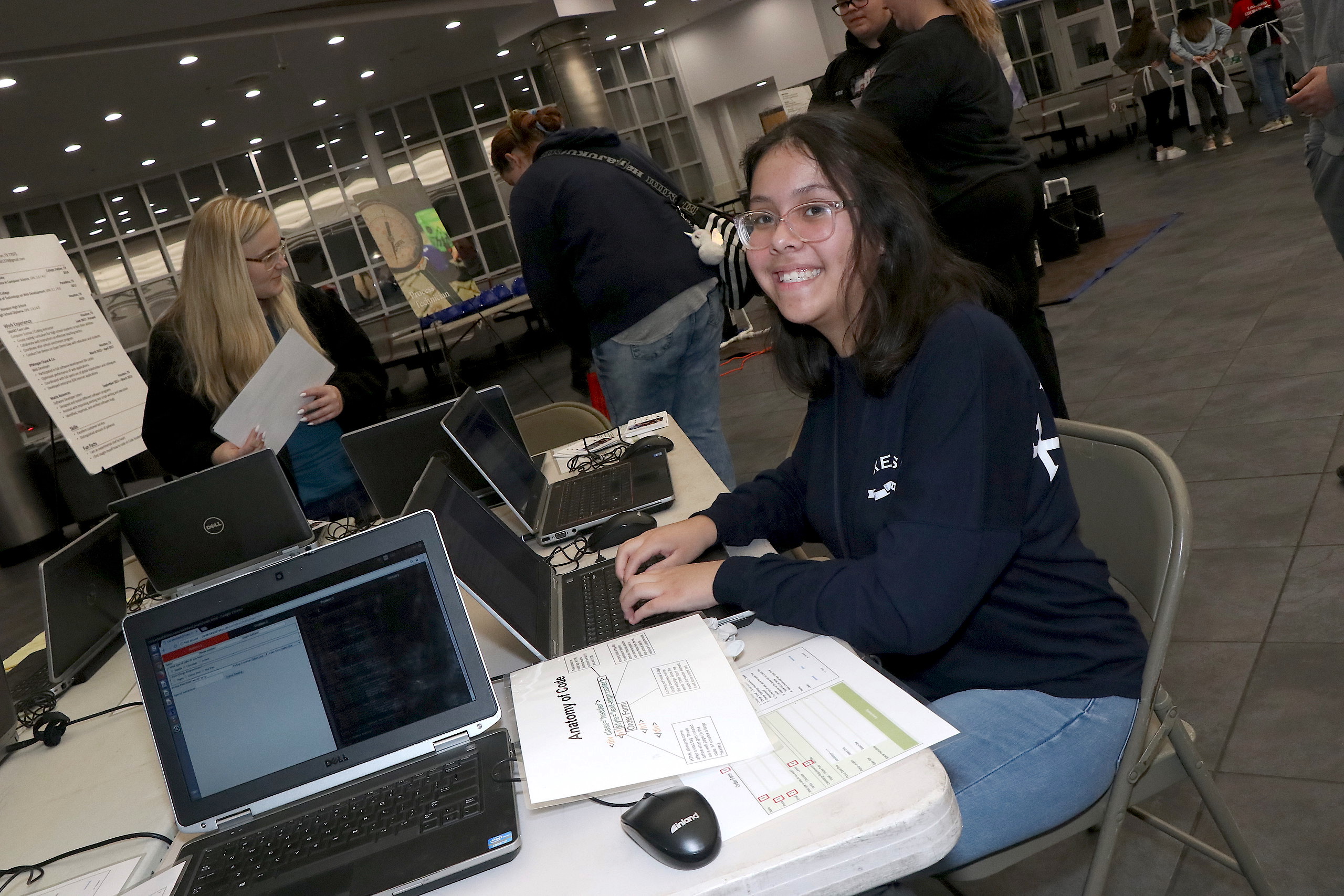 Student works at coding station