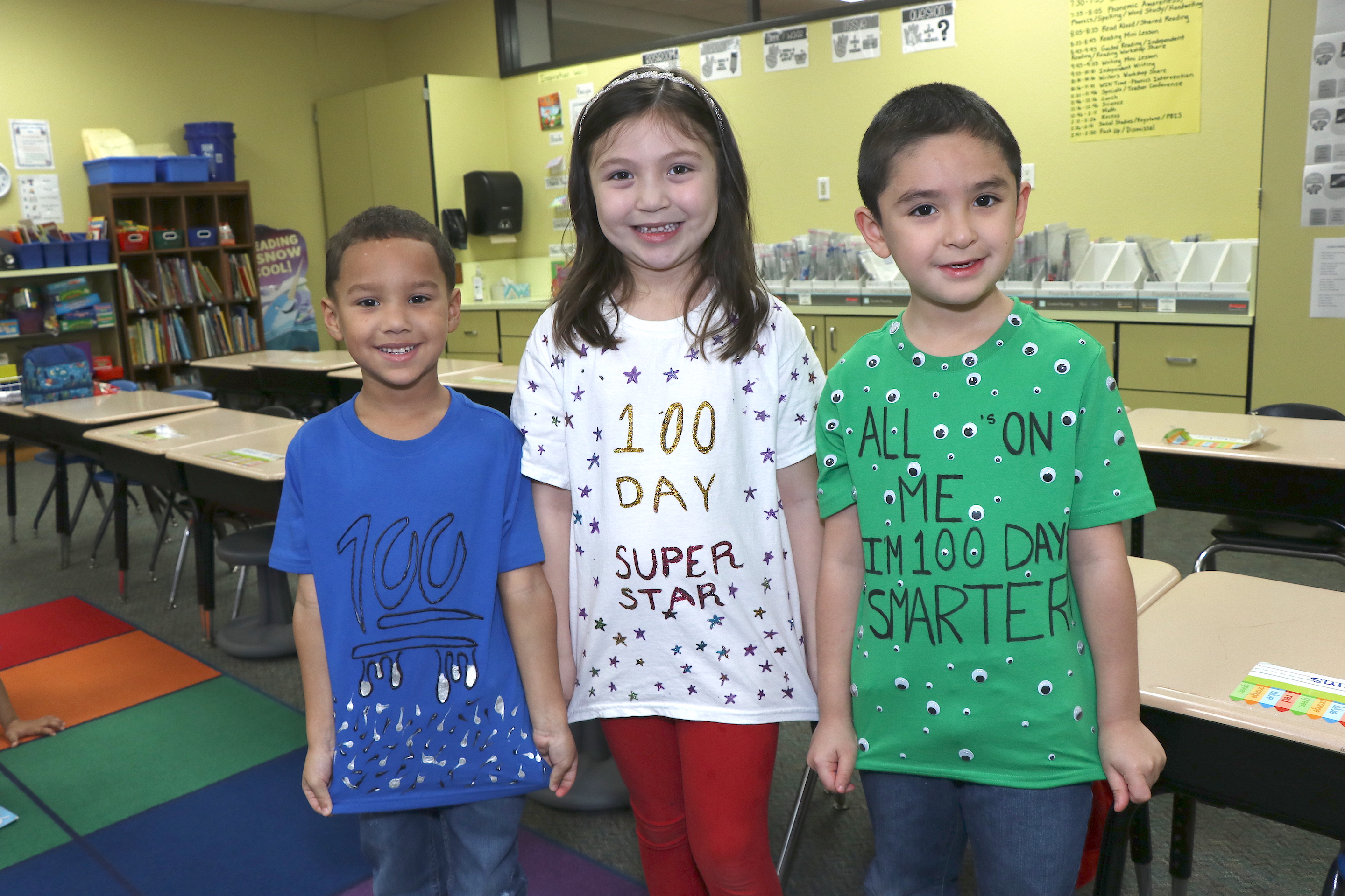 Students show off 100 day shirts