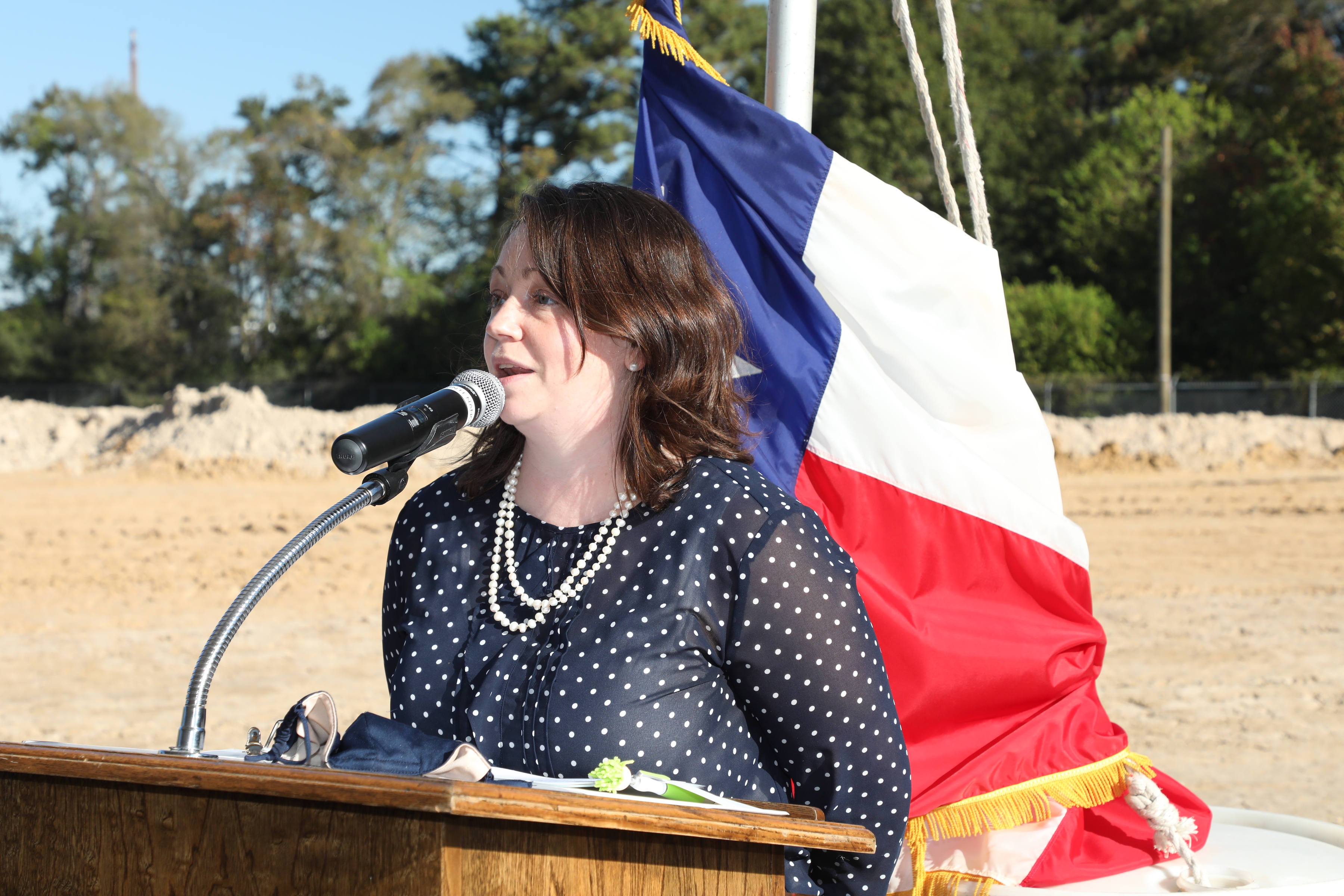 Rachel McAdam speaks at ground breaking