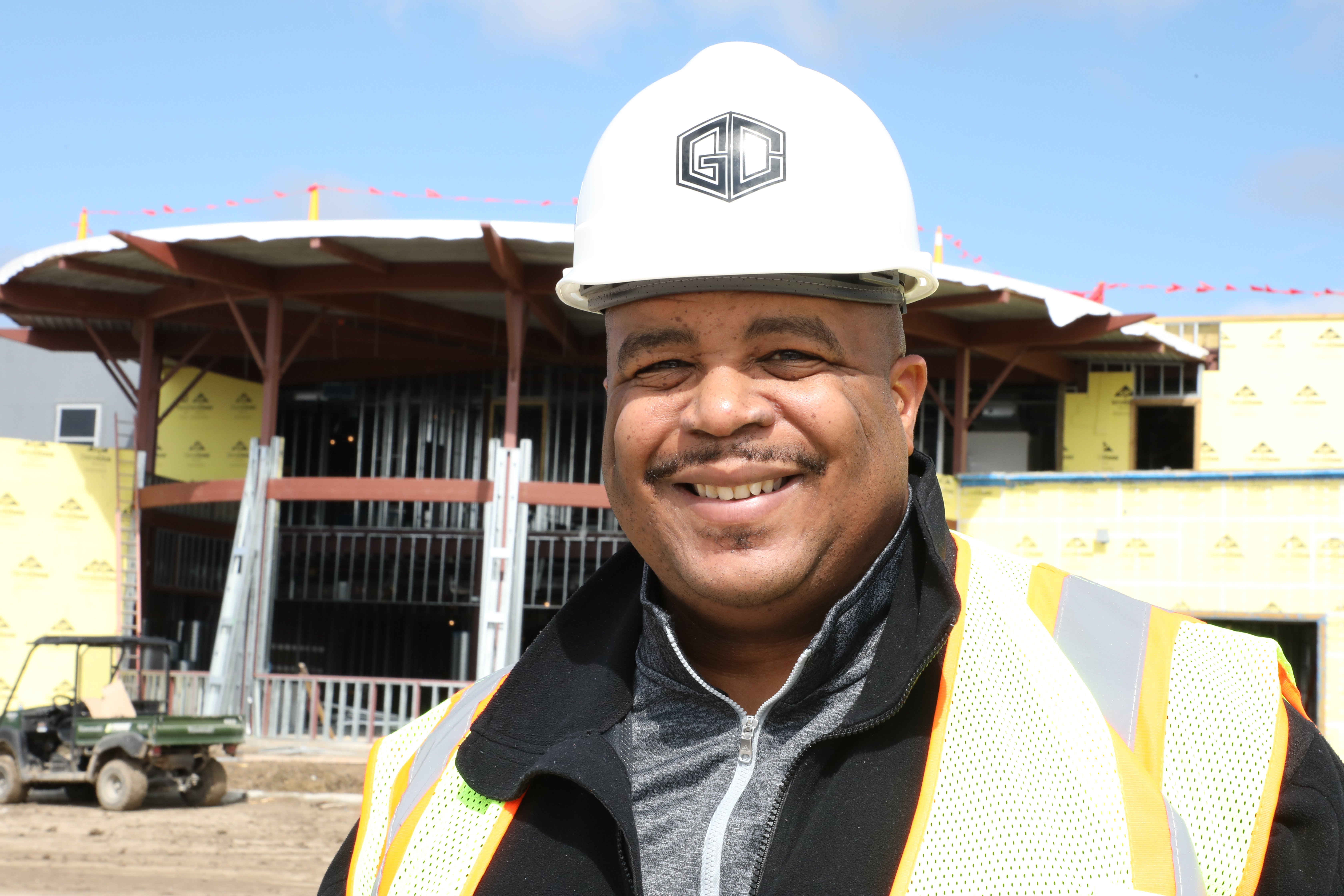 Brooks in front of E. F Green Junior School construction site.