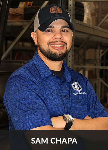 Sam Chapa in warehouse