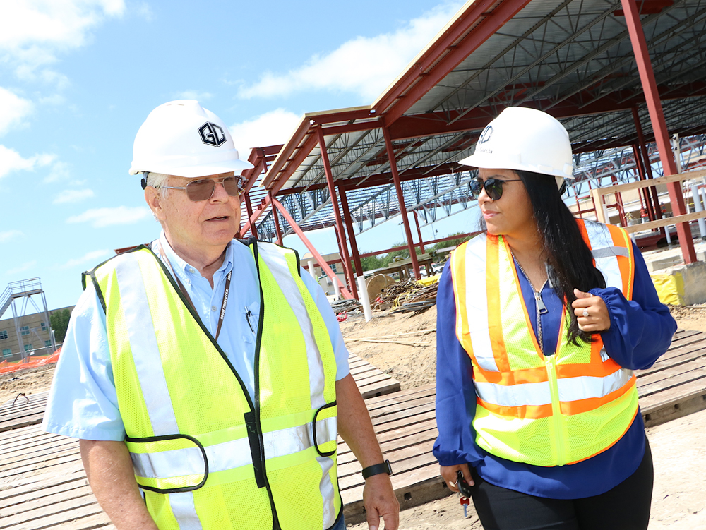 Facilities Department employees oversee construction job