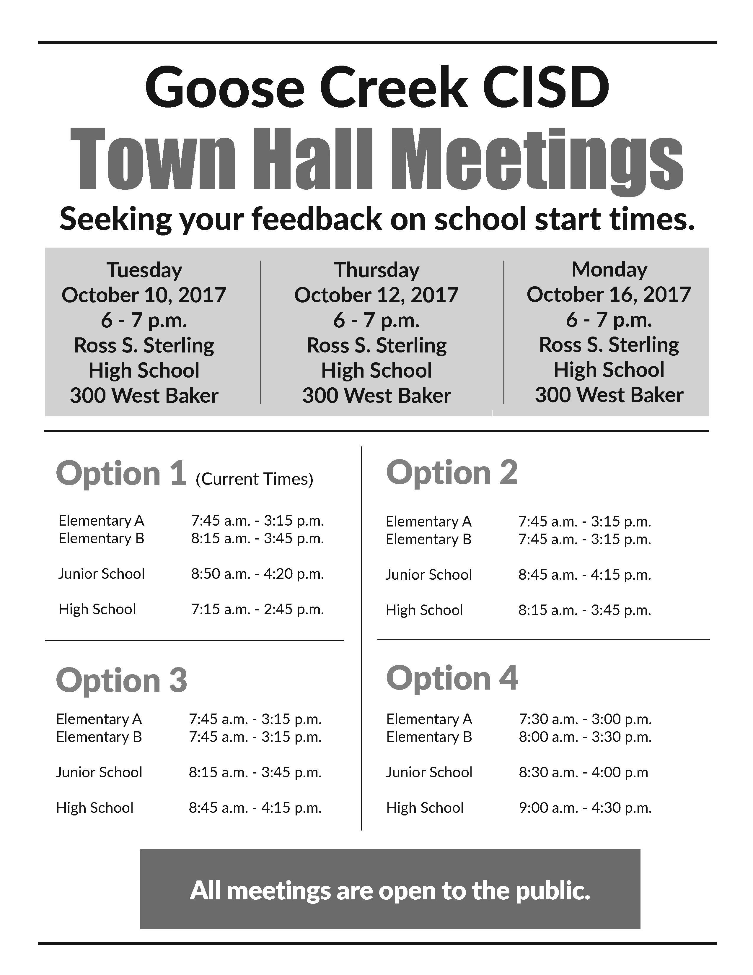 GCCISD Town Hall Meetings Slated