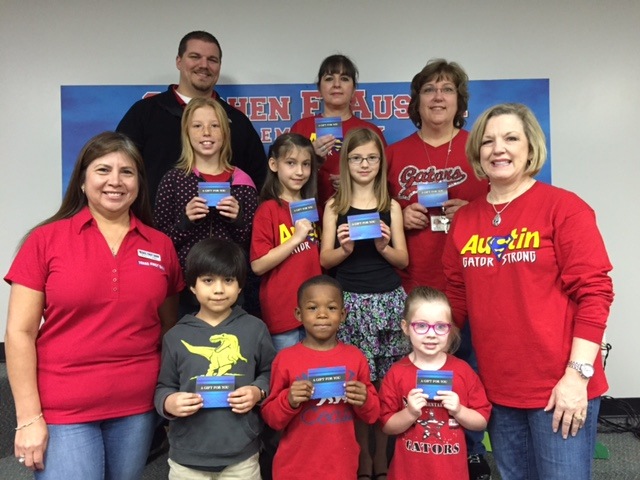 Austin Elementary Students and principal pose for photo