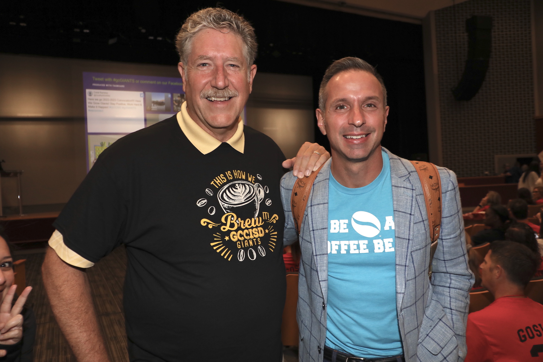 Dr. Randal O’Brien poses with Damon West, Convocation guest speaker