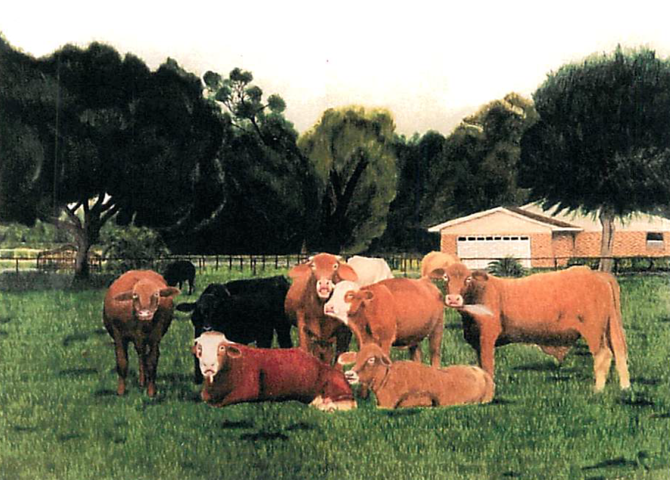 Painting of Cows in Pasture