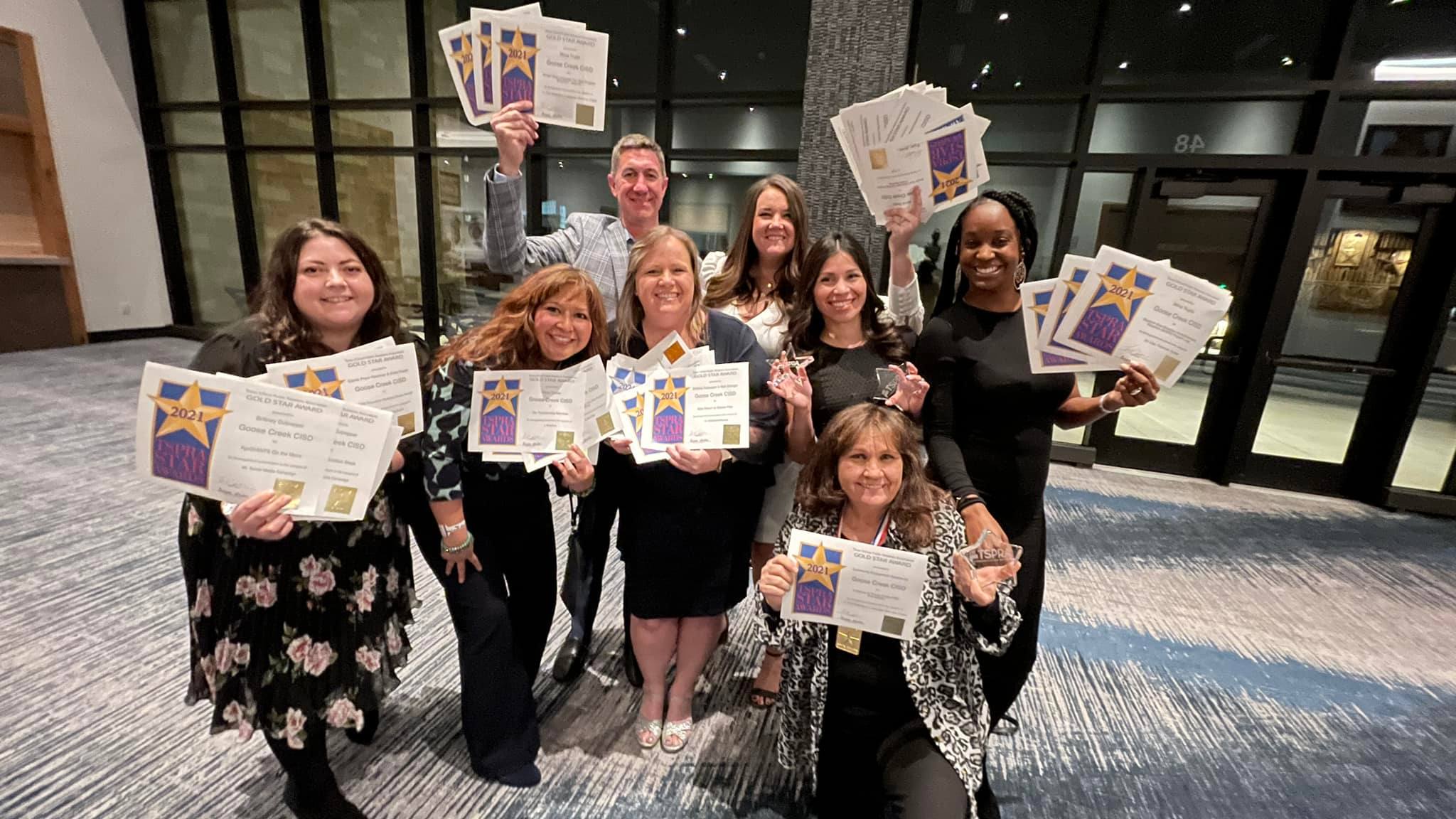 Community Engagement Team poses with awards at TSPRA conference