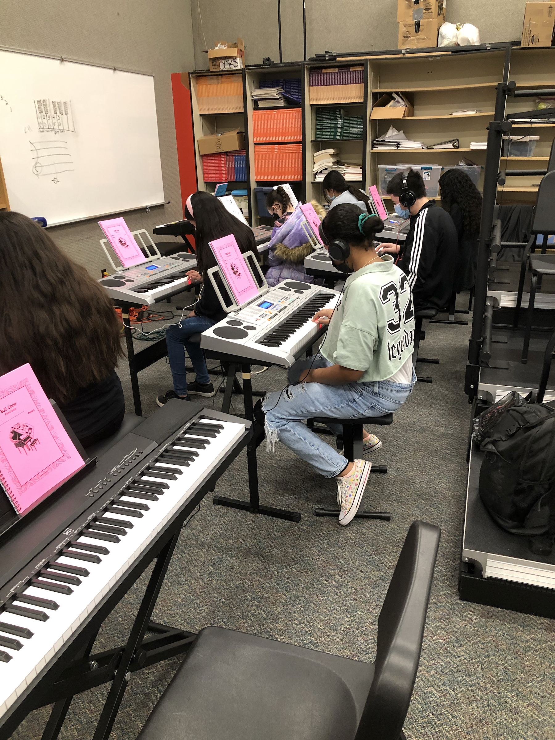 Students play piano