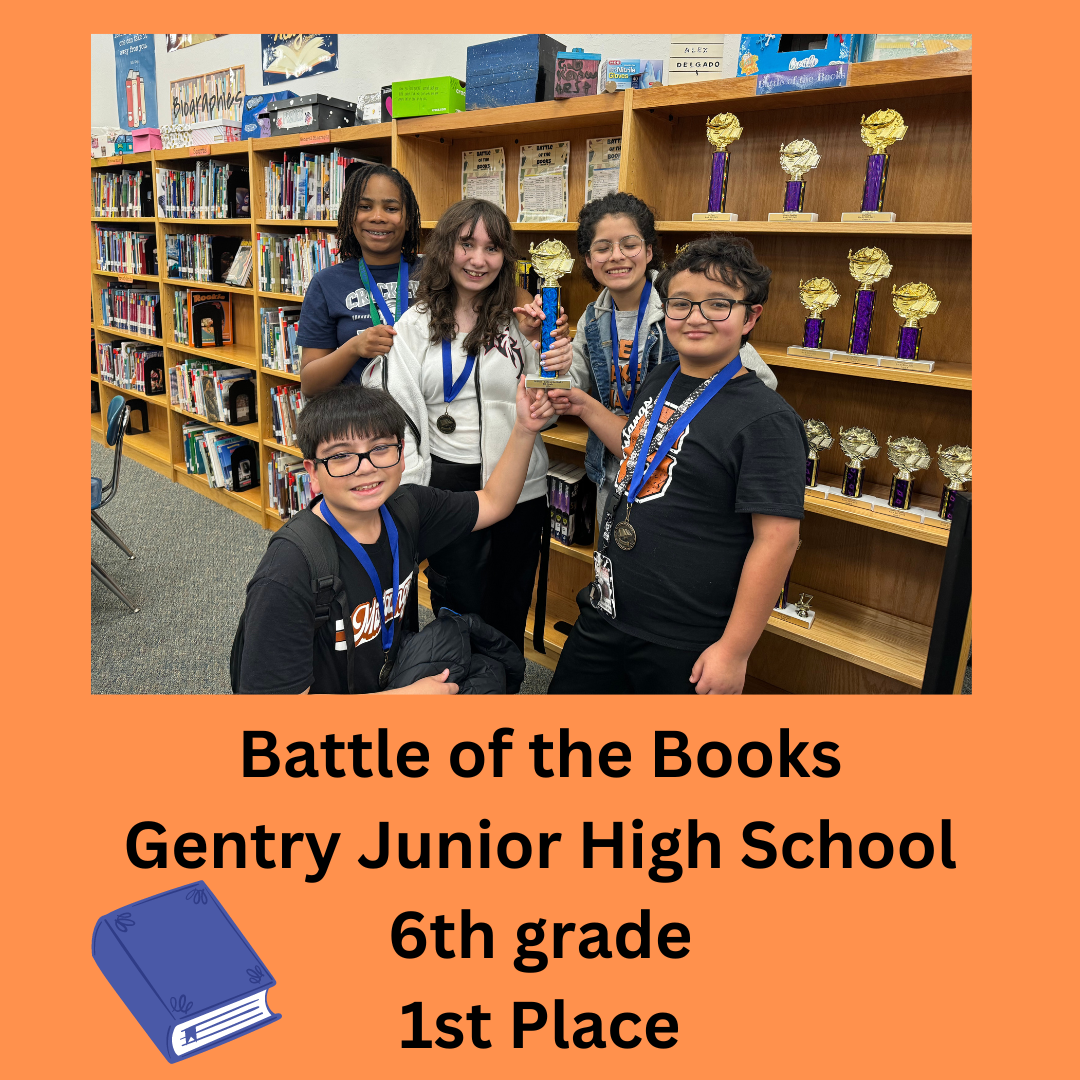 Battle of the books gentry junior high school 6th grade 1st place