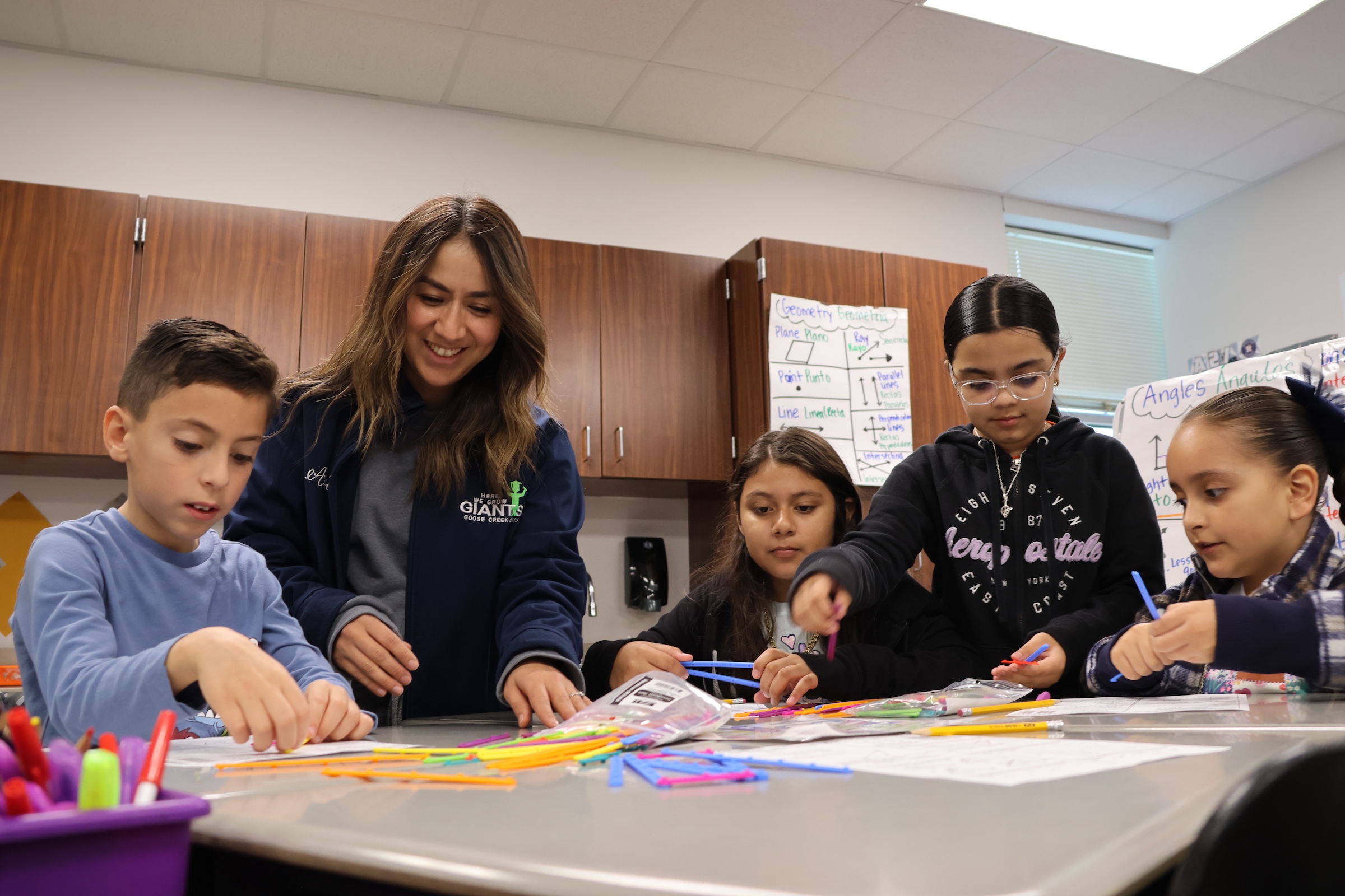 Lizzet Austin works on angles with her fourth grade students. 