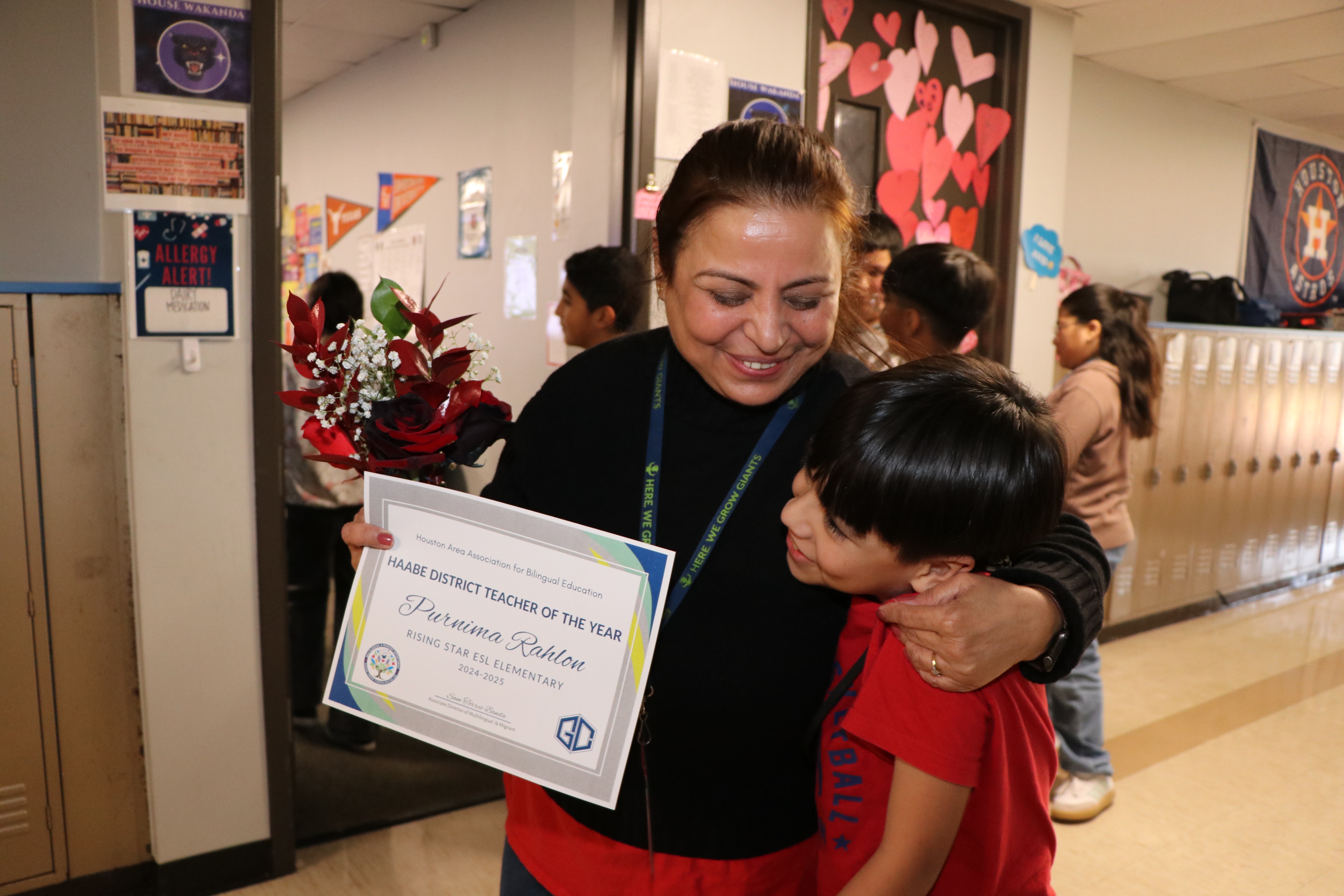 Purnima of Crockett is celebrated by her students for being honored as the Rising Star ESL