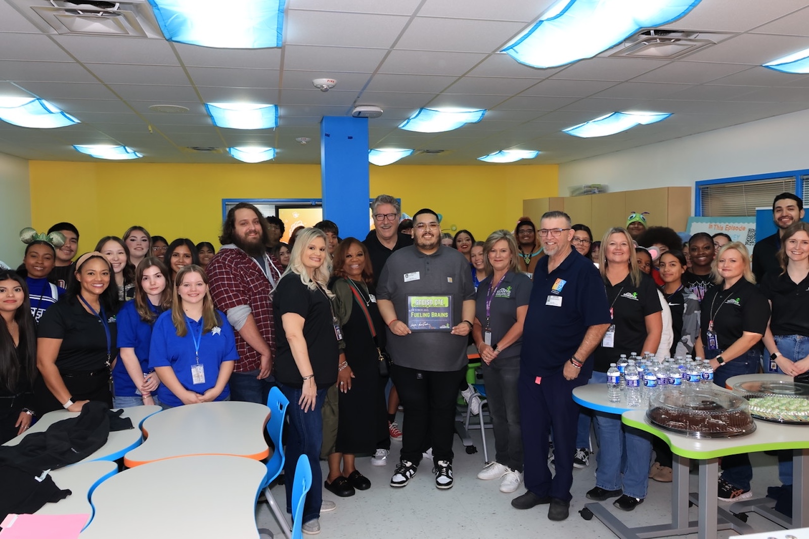 GCCISD Admin and Fueling brains reps celebrate CTE partner